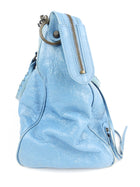 Balenciaga Turquoise Blue Moto Classic Velo City Two Way Tote Bag