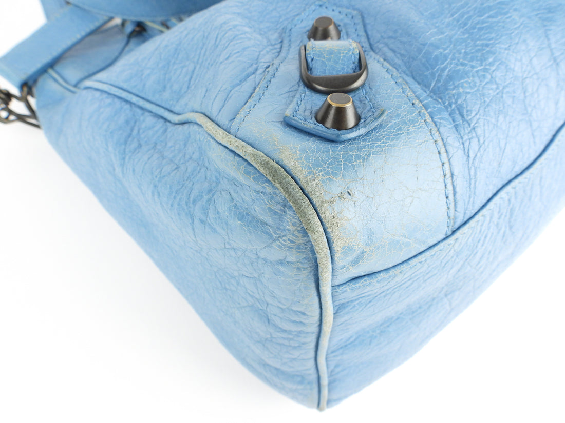 Balenciaga Turquoise Blue Moto Classic Velo City Two Way Tote Bag