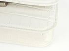 Balenciaga White Croc Embossed Leather XS Gossip Chain Shoulder Bag