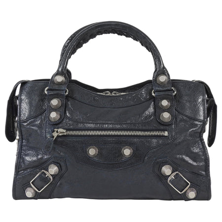 Balenciaga Midnight Navy Arena Lambskin Giant 21 Classic City Medium Bag