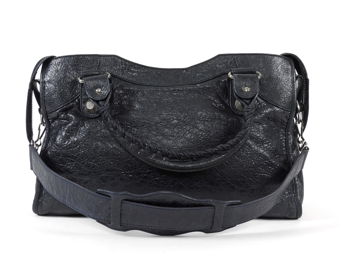 Balenciaga Midnight Navy Arena Lambskin Giant 21 Classic City Medium Bag