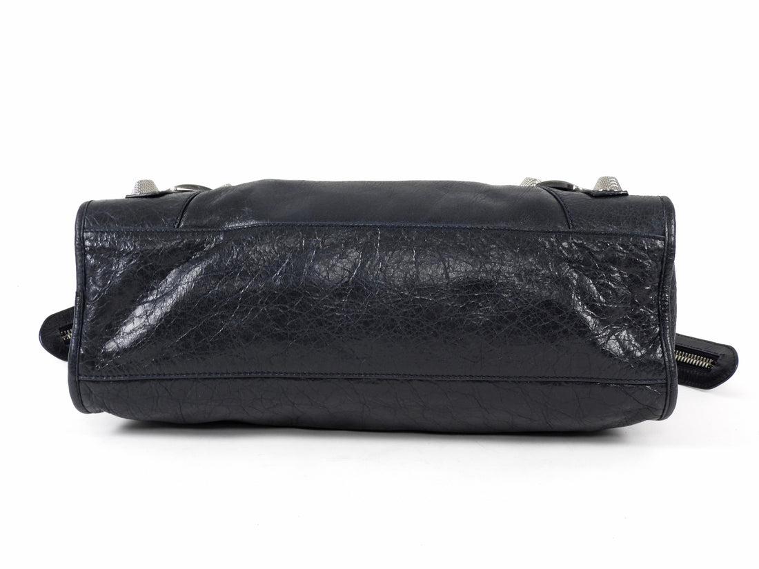 Balenciaga Midnight Navy Arena Lambskin Giant 21 Classic City Medium Bag