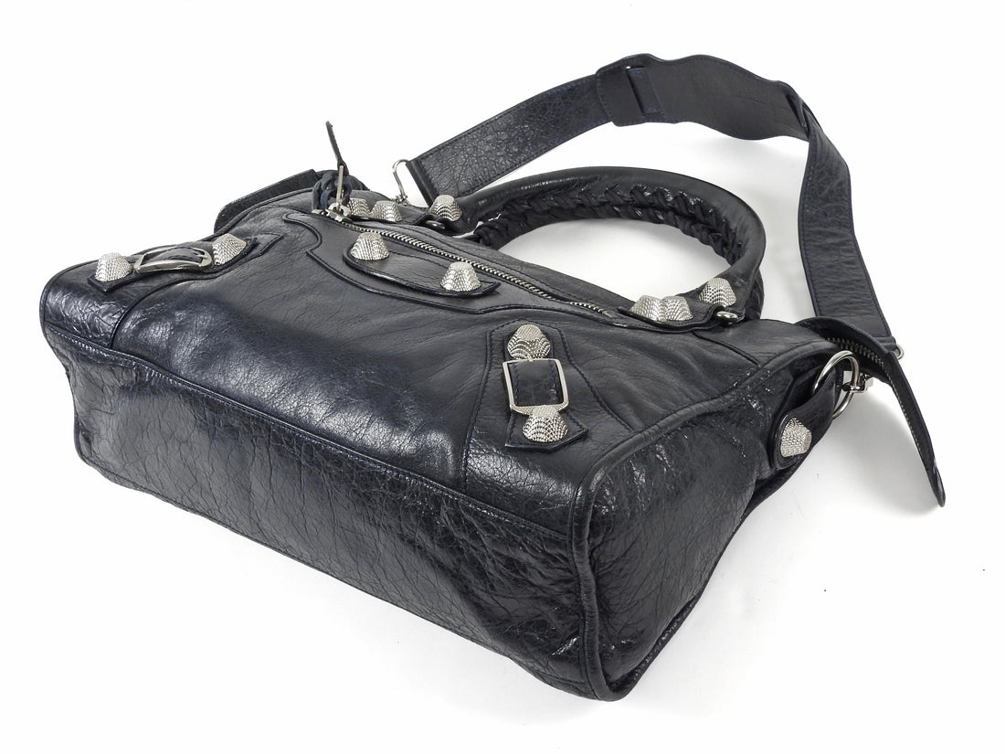 Balenciaga Midnight Navy Arena Lambskin Giant 21 Classic City Medium Bag