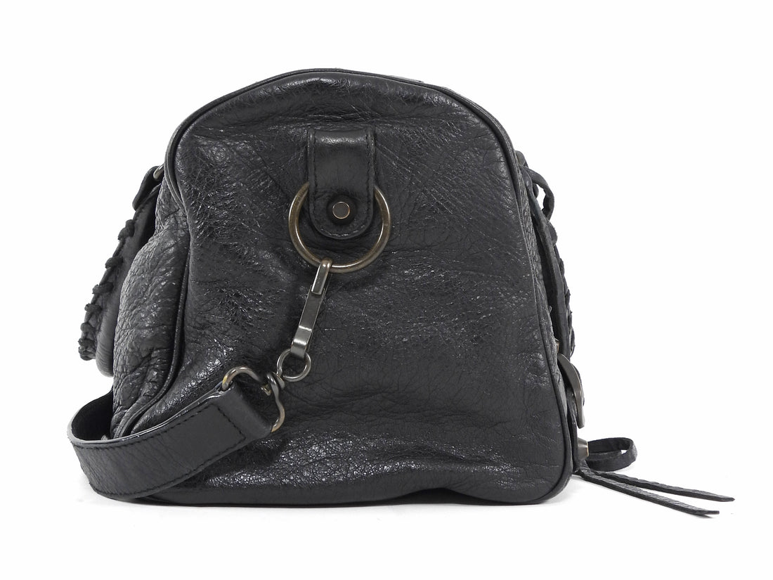 Balenciaga 2009 Black Lambskin Twiggy Moto City Duffle Bag