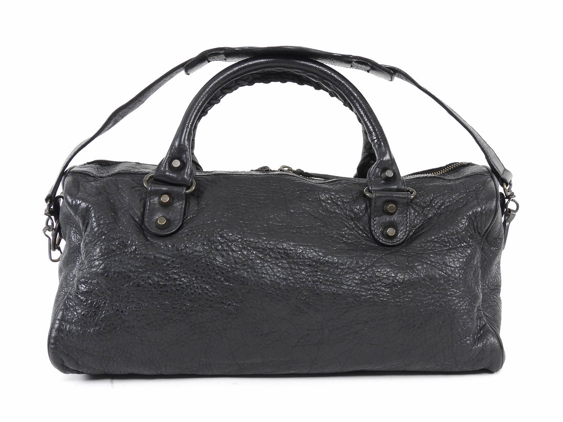 Balenciaga 2009 Black Lambskin Twiggy Moto City Duffle Bag