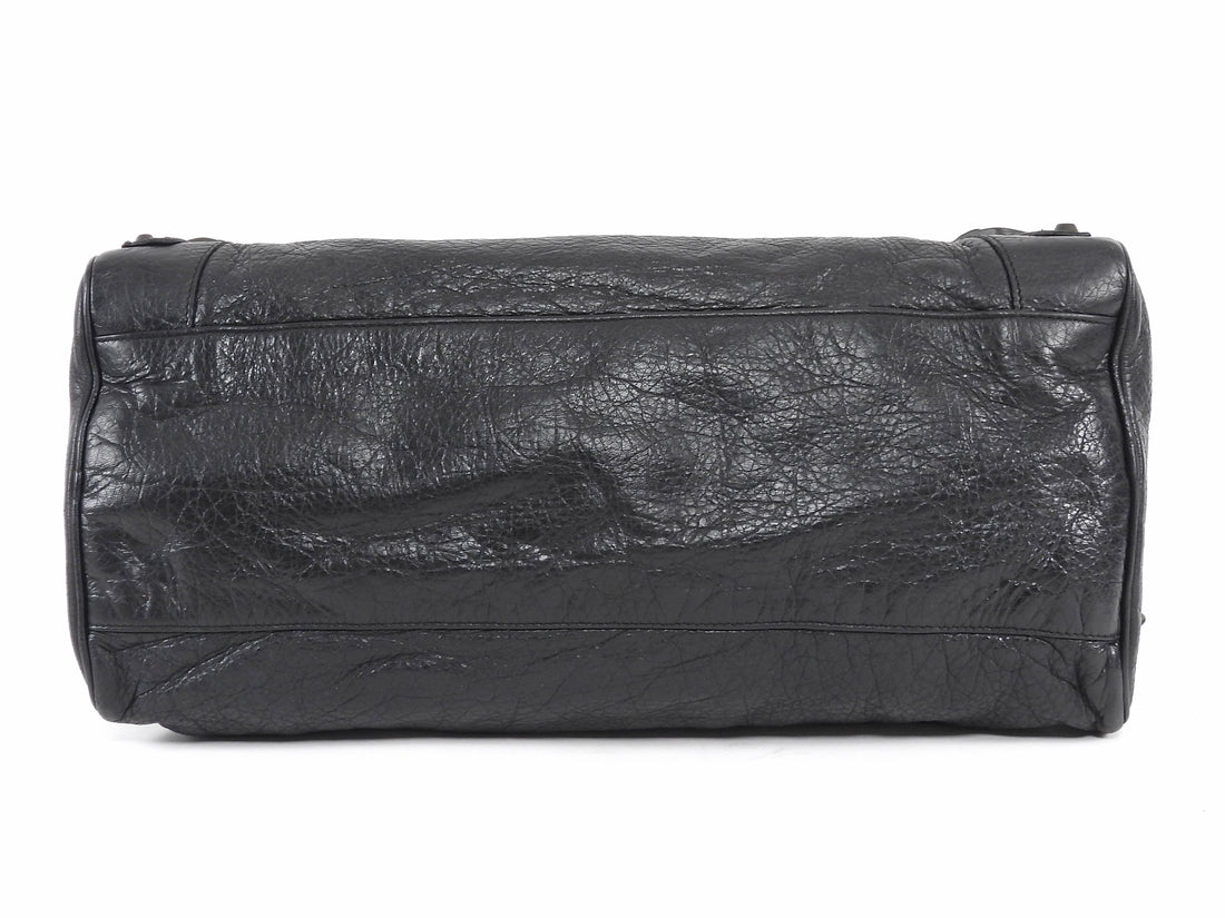 Balenciaga 2009 Black Lambskin Twiggy Moto City Duffle Bag