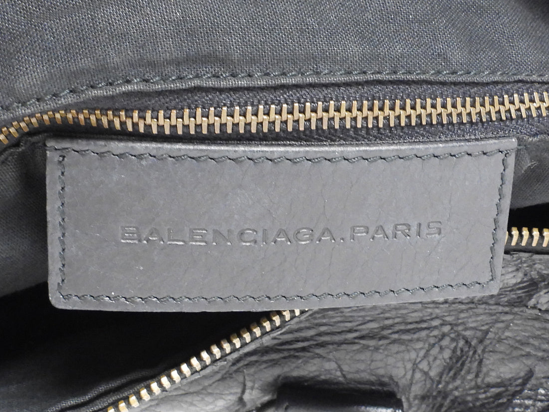 Balenciaga 2009 Black Lambskin Twiggy Moto City Duffle Bag
