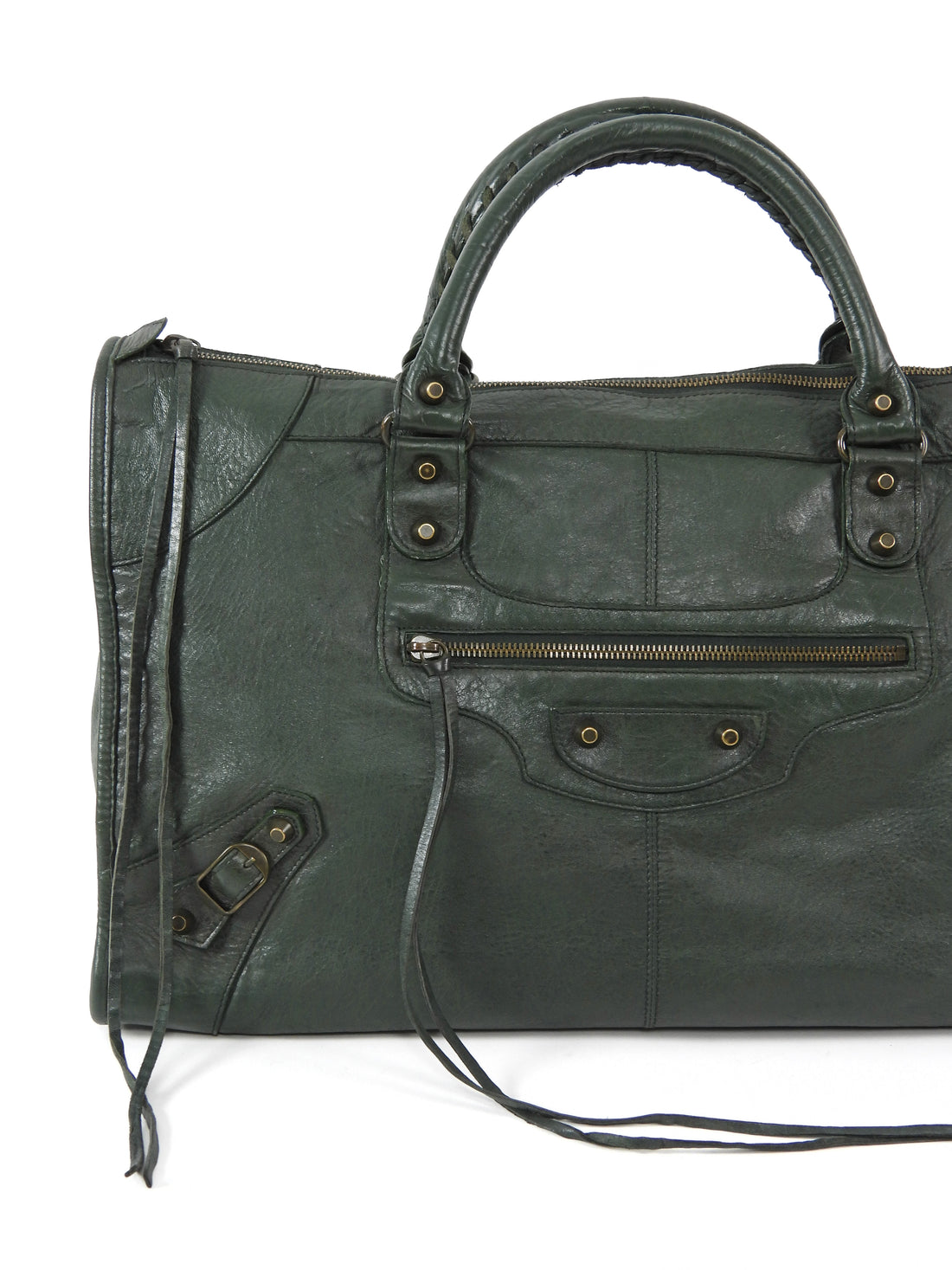 Balenciaga Dark Green AW2006 City Work Arena Lambskin Leather Bag