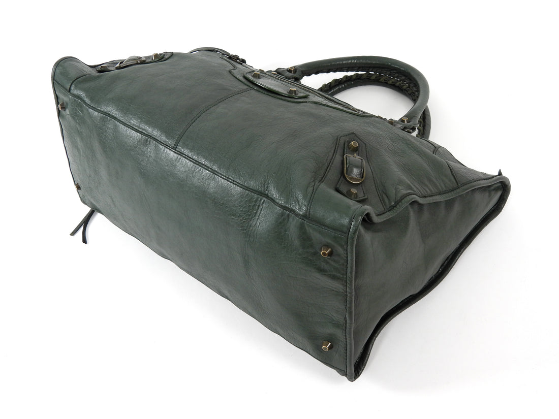 Balenciaga Dark Green AW2006 City Work Arena Lambskin Leather Bag