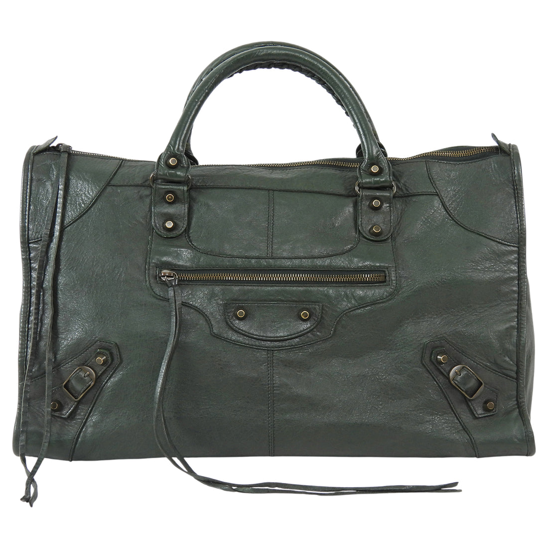 Balenciaga Dark Green AW2006 City Work Arena Lambskin Leather Bag