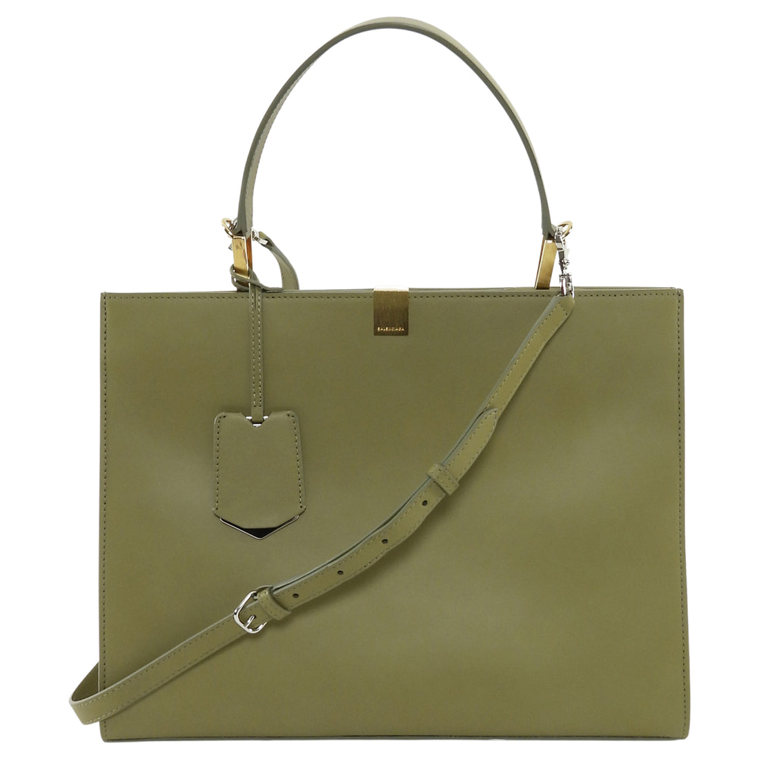Balenciaga Khaki Leather Le Dix Two Way Handbag