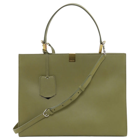 Balenciaga Khaki Leather Le Dix Two Way Handbag