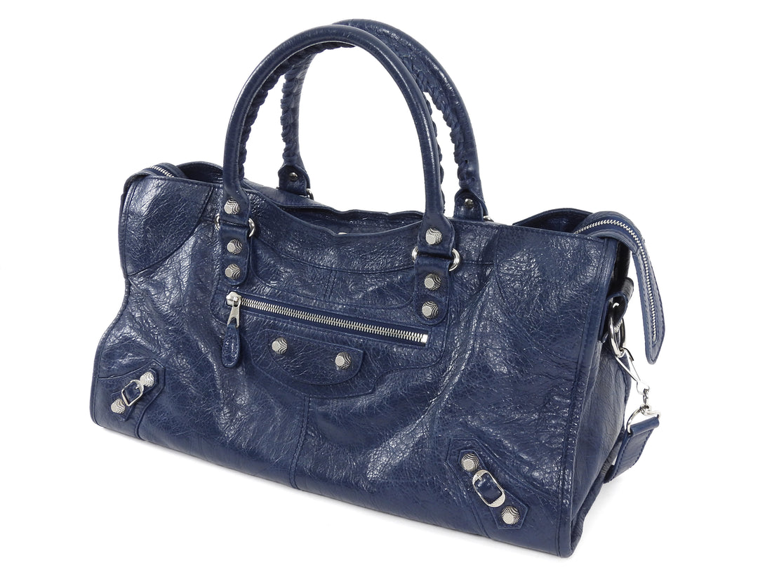 Balenciaga SS2005 Vintage Giant 12 Stud Navy Blue City Work Bag