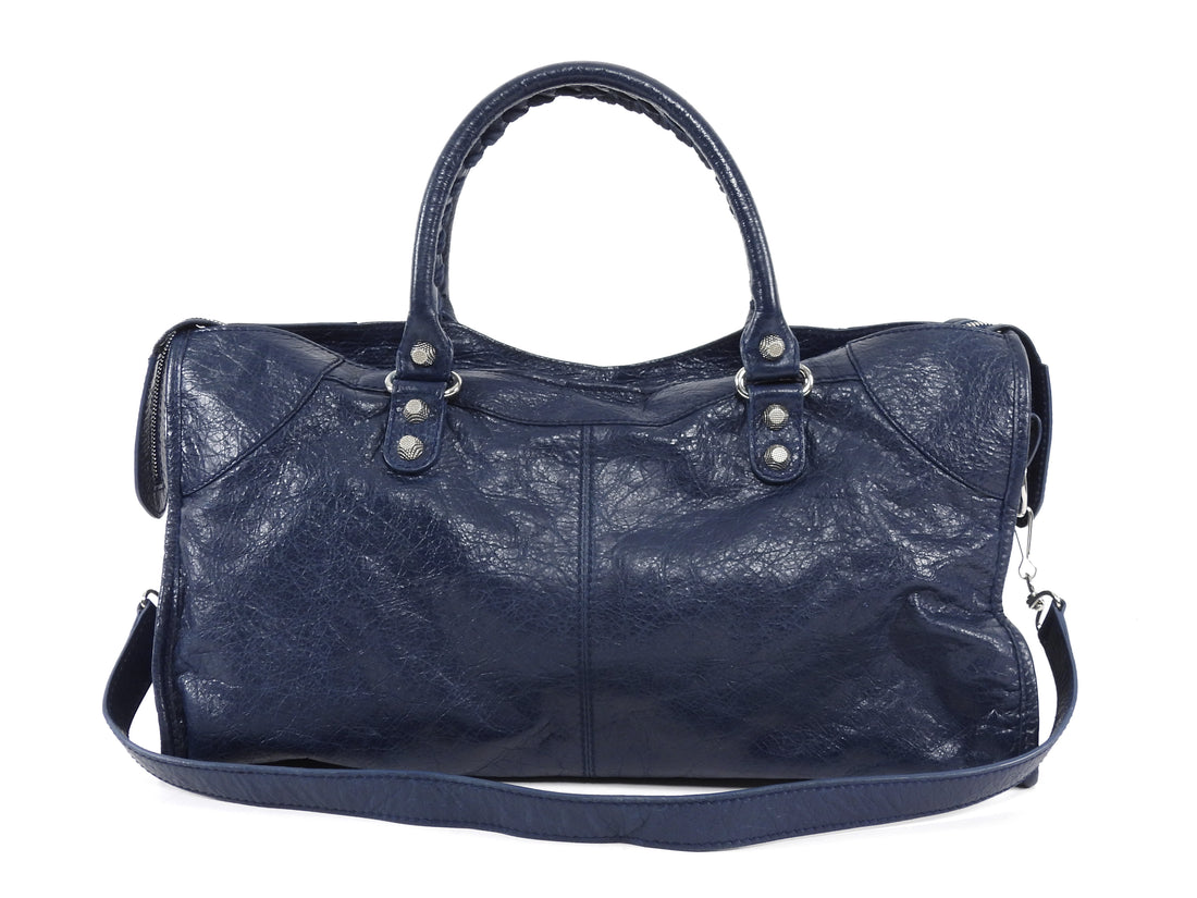 Balenciaga SS2005 Vintage Giant 12 Stud Navy Blue City Work Bag