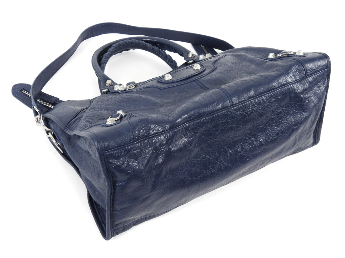 Balenciaga SS2005 Vintage Giant 12 Stud Navy Blue City Work Bag