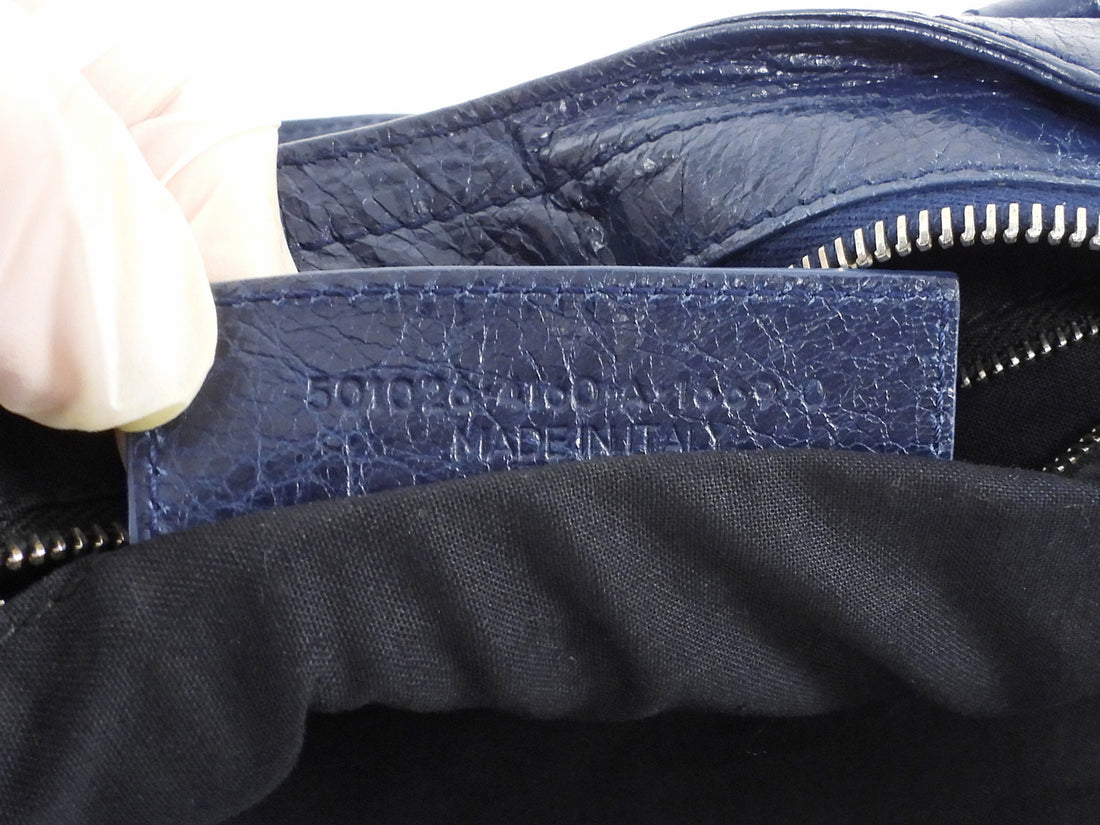 Balenciaga SS2005 Vintage Giant 12 Stud Navy Blue City Work Bag