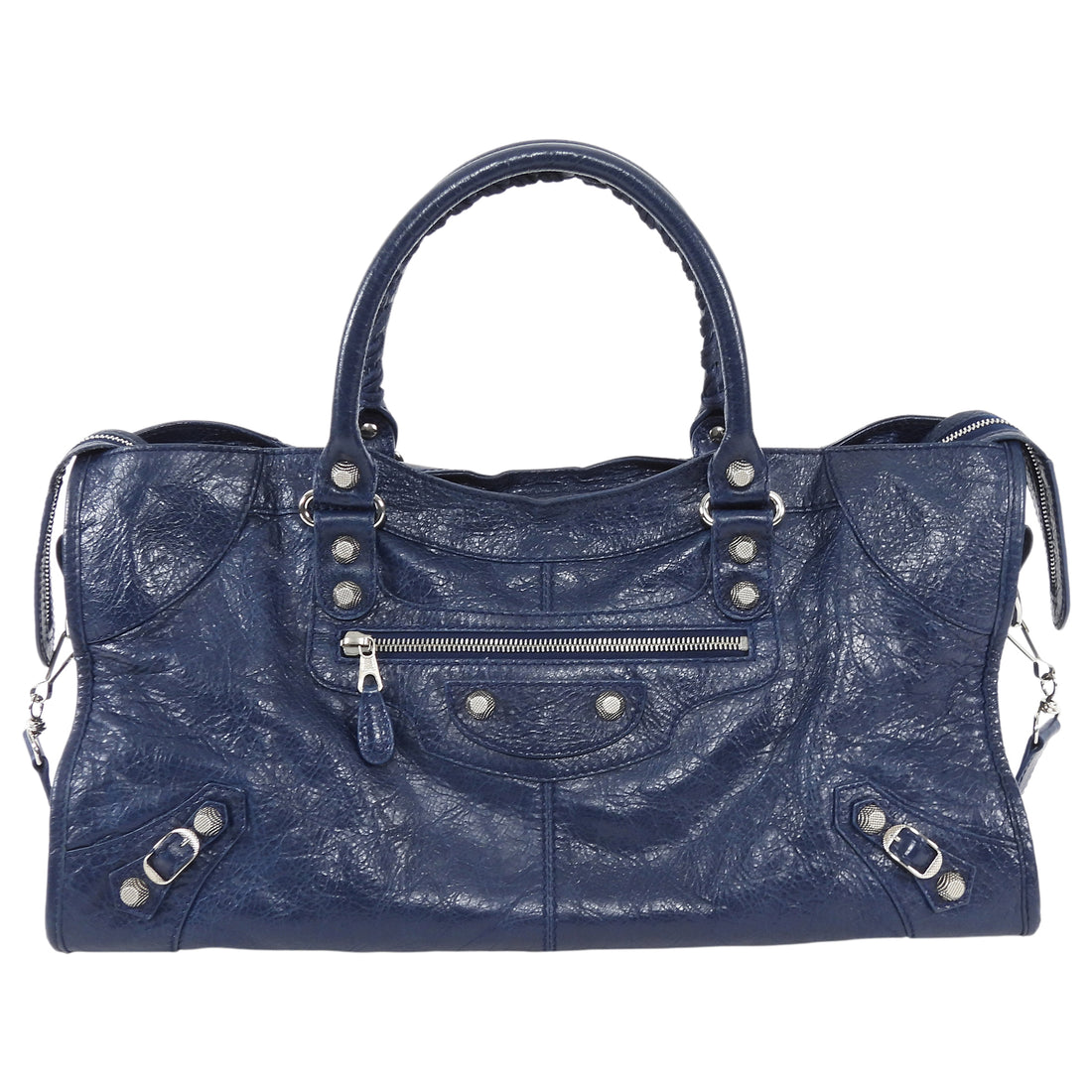 Balenciaga SS2005 Vintage Giant 12 Stud Navy Blue City Work Bag