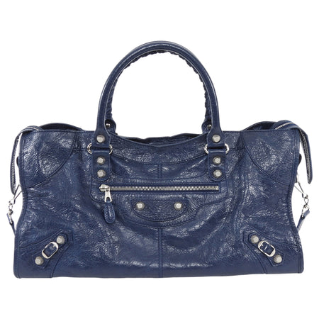 Balenciaga SS2005 Vintage Giant 12 Stud Navy Blue City Work Bag