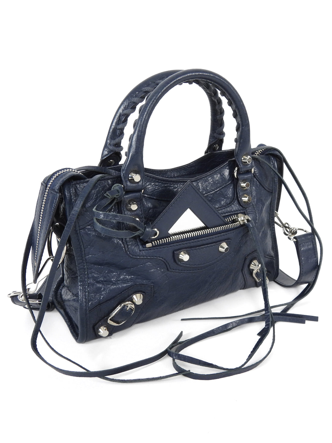 Balenciaga Navy Blue SS 2018 Mini Lambskin Moto City Bag Mini
