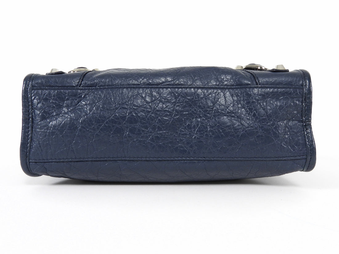 Balenciaga Navy Blue SS 2018 Mini Lambskin Moto City Bag Mini