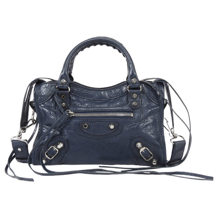 Balenciaga Navy Blue SS 2018 Mini Lambskin Moto City Bag Mini
