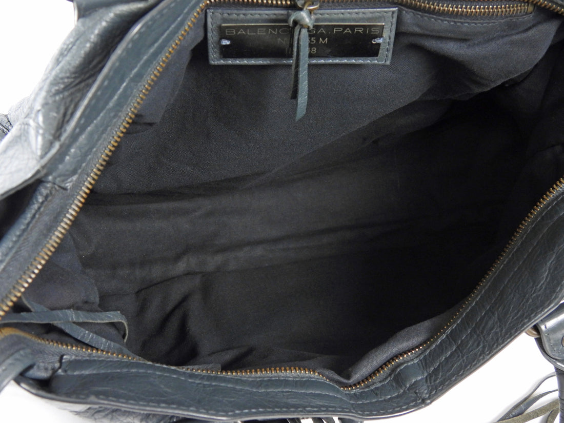 Balenciaga Dark Slate Grey AW2011 Arena Lambskin Leather Medium Classic City Moto Bag
