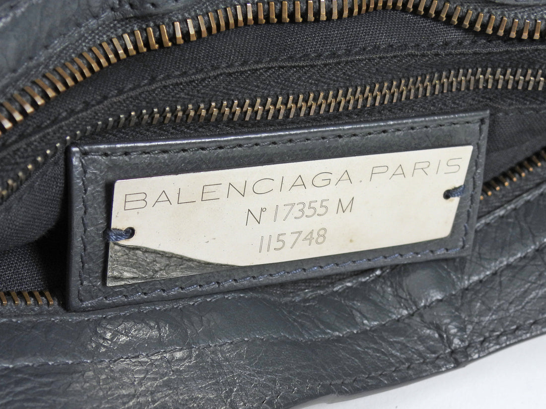 Balenciaga Dark Slate Grey AW2011 Arena Lambskin Leather Medium Classic City Moto Bag