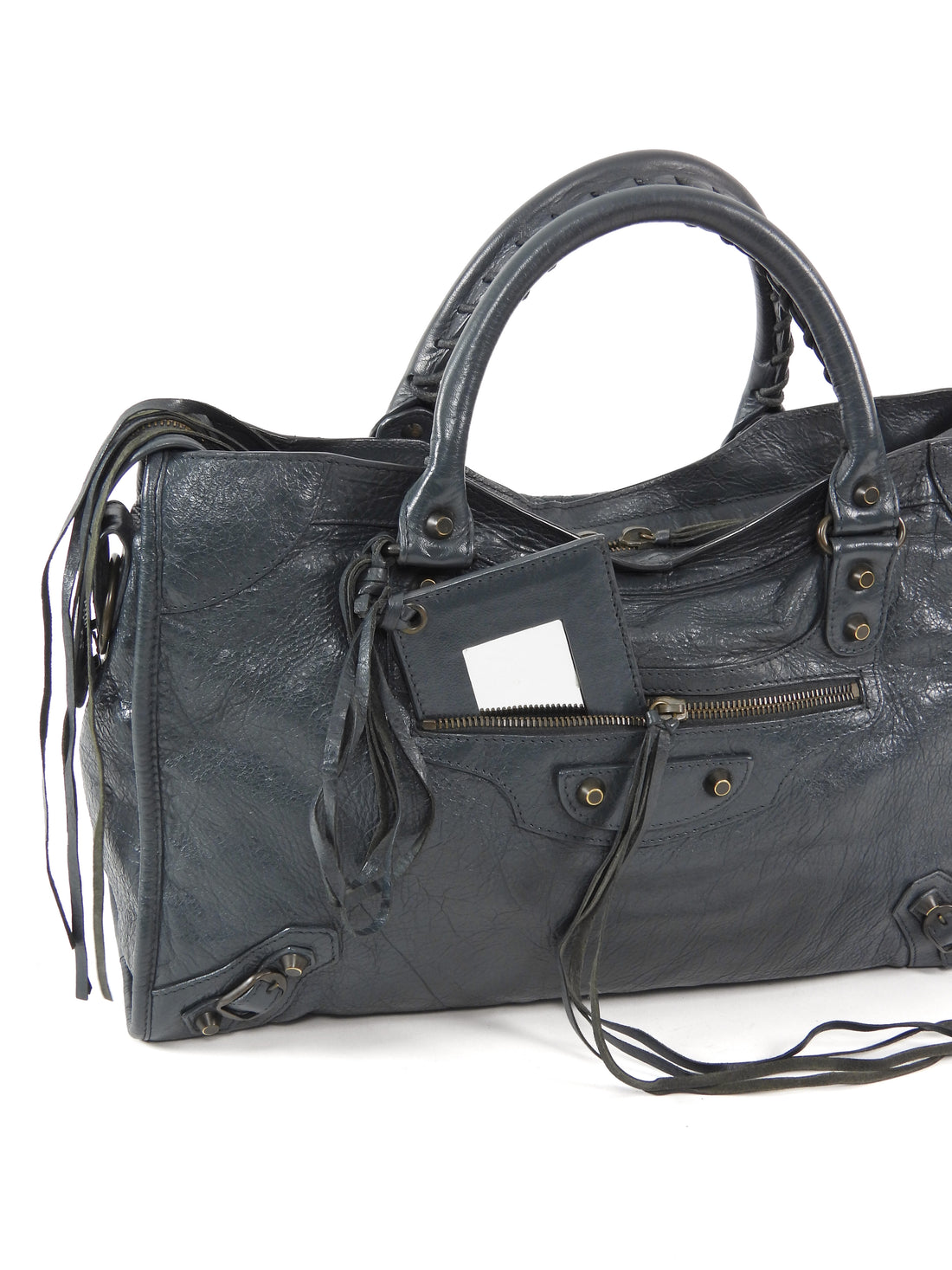 Balenciaga Dark Slate Grey AW2011 Arena Lambskin Leather Medium Classic City Moto Bag