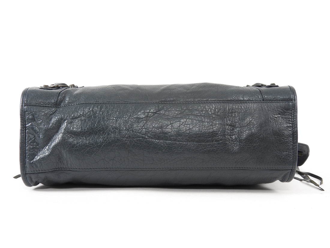 Balenciaga Dark Slate Grey AW2011 Arena Lambskin Leather Medium Classic City Moto Bag