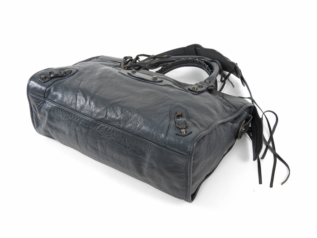 Balenciaga Dark Slate Grey AW2011 Arena Lambskin Leather Medium Classic City Moto Bag