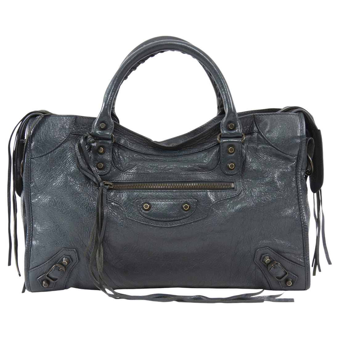 Balenciaga Dark Slate Grey AW2011 Arena Lambskin Leather Medium Classic City Moto Bag