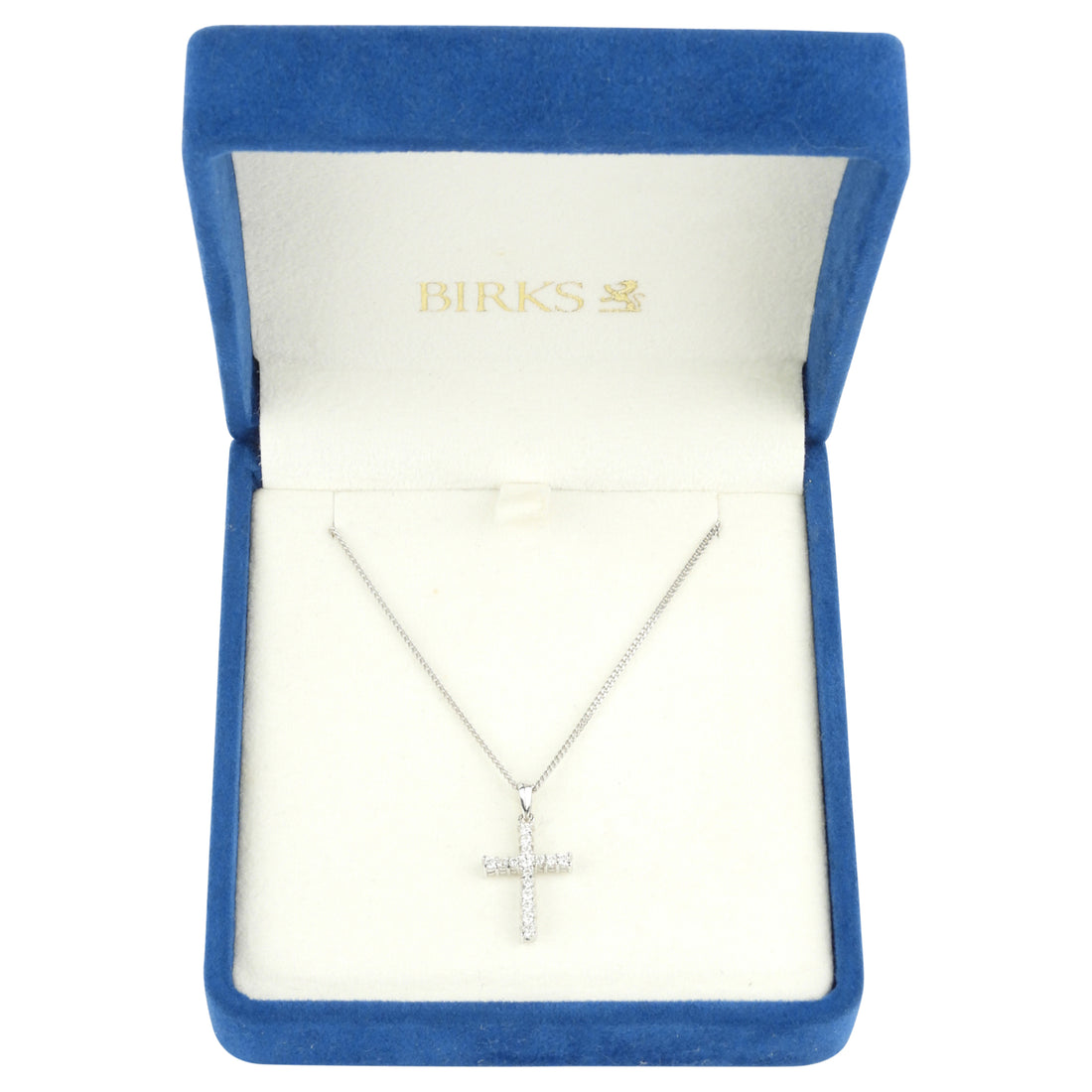 Birks White Gold and Diamond Cross Pendant on Chain