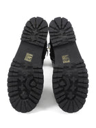 Versace Black Leather Safety Pin Combat Ankle Boots - 38.5