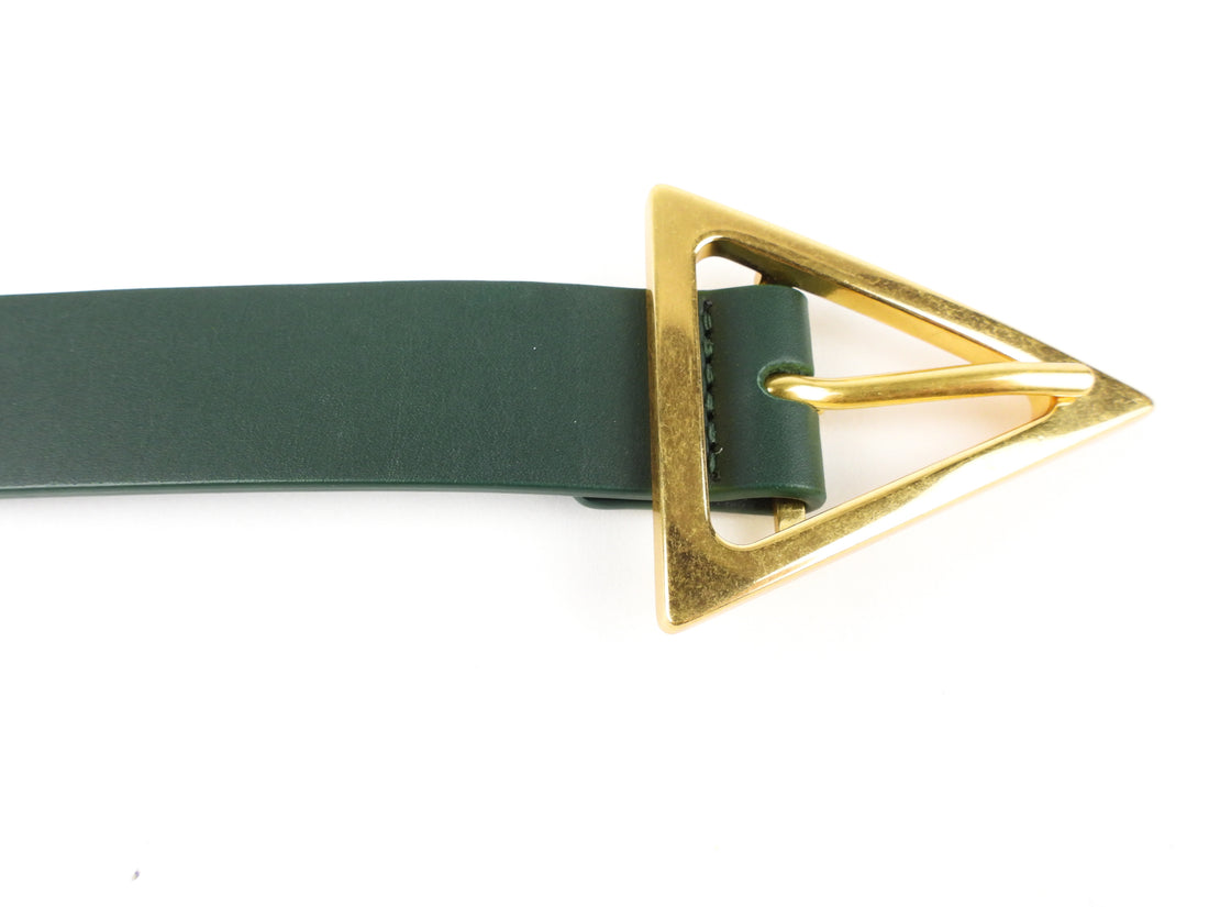 Bottega Veneta Green Leather Triangle Buckle Belt - 80 / 32