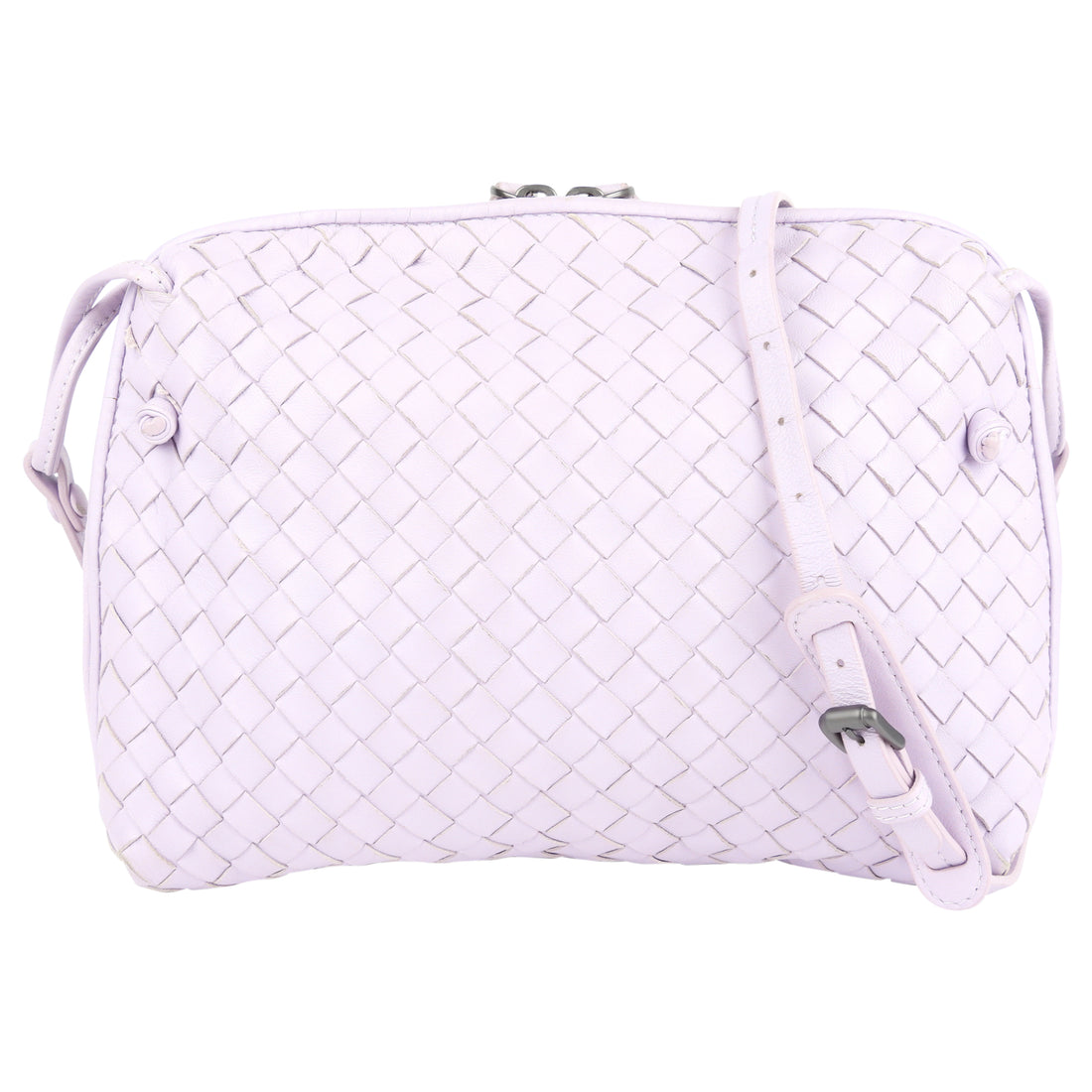 Bottega Veneta Pastel Purple Intrecciato Leather Zip Shoulder Bag