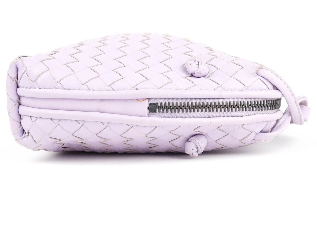 Bottega Veneta Pastel Purple Intrecciato Leather Zip Shoulder Bag