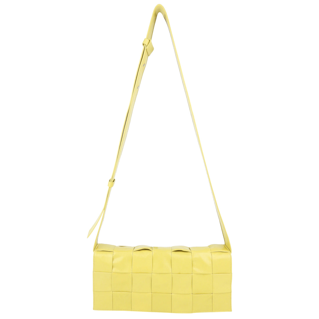 Bottega Veneta Yellow Shiny Leather Intrecciato Crossbody Shoulder Bag