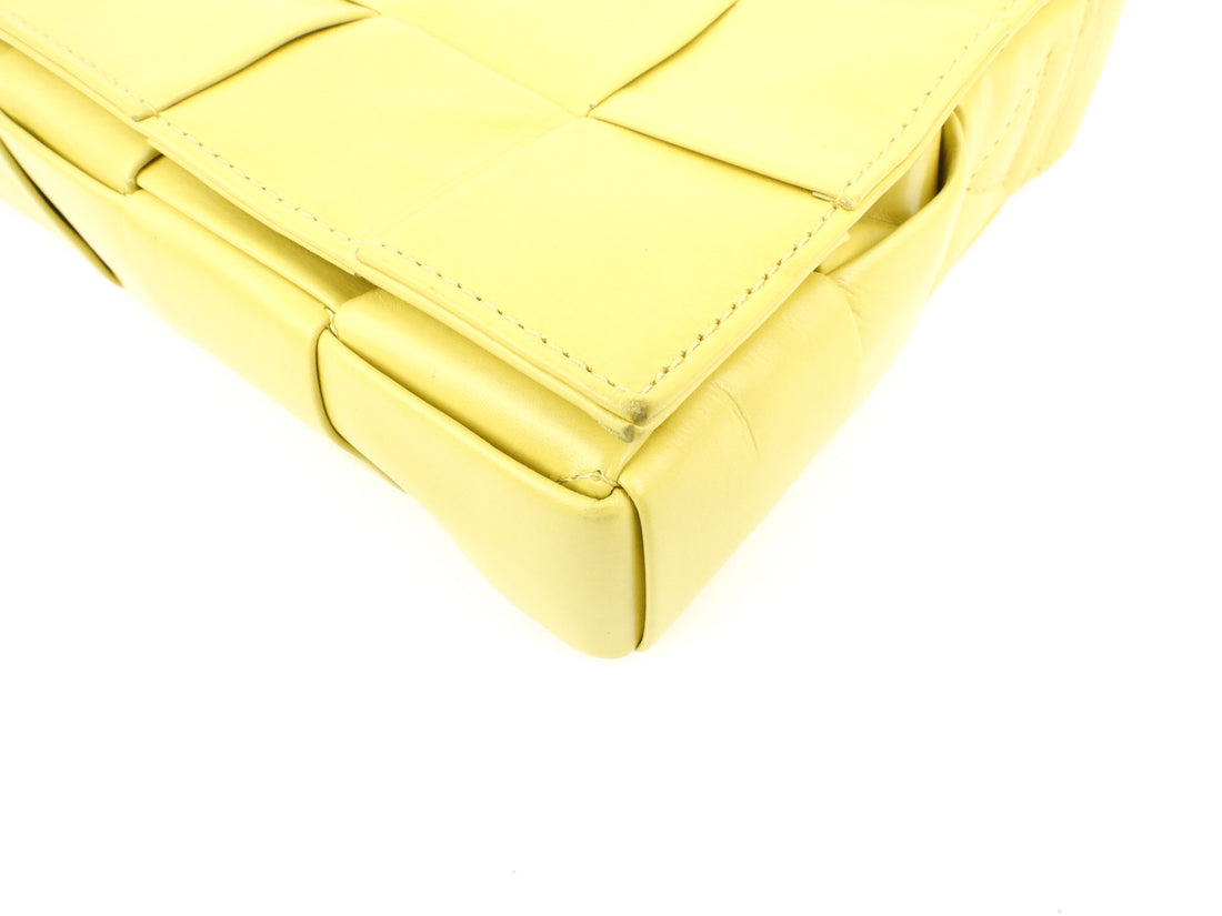 Bottega Veneta Yellow Shiny Leather Intrecciato Crossbody Shoulder Bag