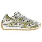 Bottega Veneta Orbit Green and Silver Metallic Combo White Mesh Sneakers - 40