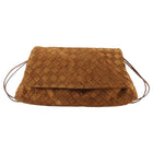 Bottega Veneta Giorno Brown Suede Intrecciato Woven Leather Shoulder Bag