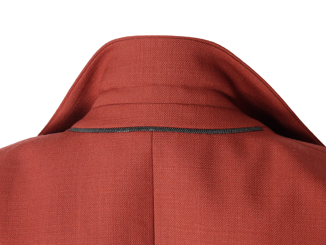 Brunello Cucinelli Paprika Red Wool 2pc Woven Pants Suit - IT 42 / 6