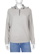 Brunello Cucinelli Light Grey Cashmere Zip Monili Hoodie - S