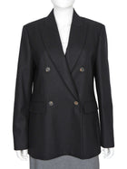Brunello Cucinelli Black Wool Cashmere Double Breasted Jacket - IT 44 / 8 / M