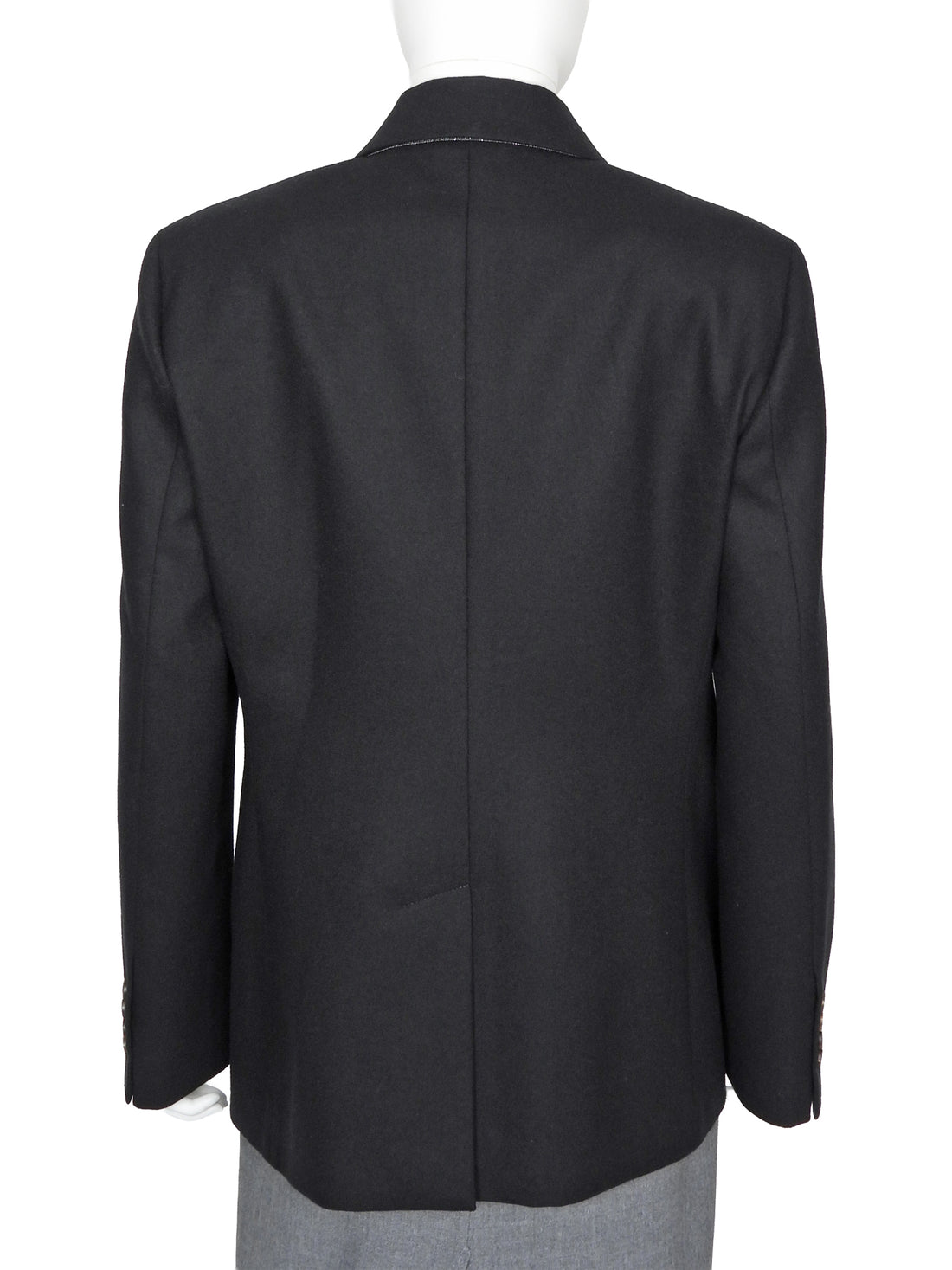 Brunello Cucinelli Black Wool Cashmere Double Breasted Jacket - IT 44 / 8 / M