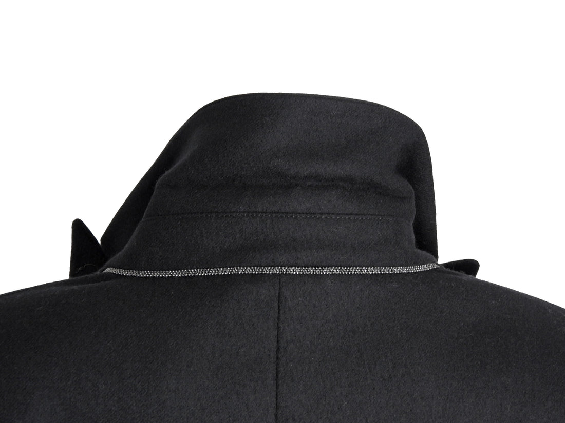 Brunello Cucinelli Black Wool Cashmere Double Breasted Jacket - IT 44 / 8 / M