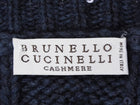 Brunello Cucinelli Navy Cashmere Shimmer Sequin Cable Knit Crop Sweater - S