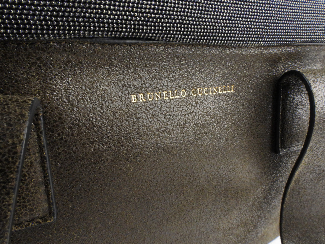 Brunello Cucinelli Brown Leather Monili Two Way Tote Bag