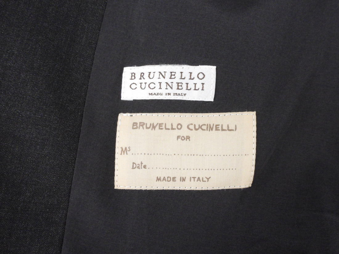 Brunello Cucinelli Grey Lightweight Wool Monili Trim Blazer Jacket - 44