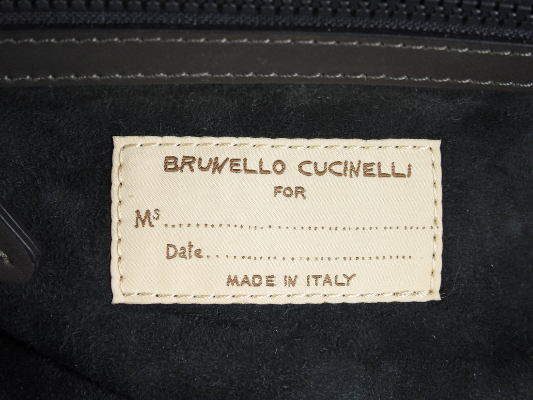 Brunello Cucinelli Pale Blue Metallic Leather Satchel Bag