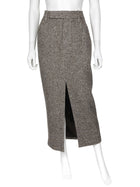 Brunello Cucinelli Brown Wool and Silk Tweed Midi Skirt - IT 40 / US 4